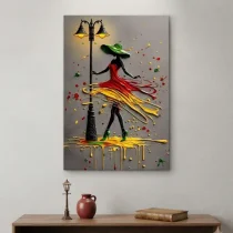 تابلو شاسی سیلوئت زن با لباس رنگی کد M00004